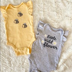 Little wild flower onesie and Bumblebee onesie